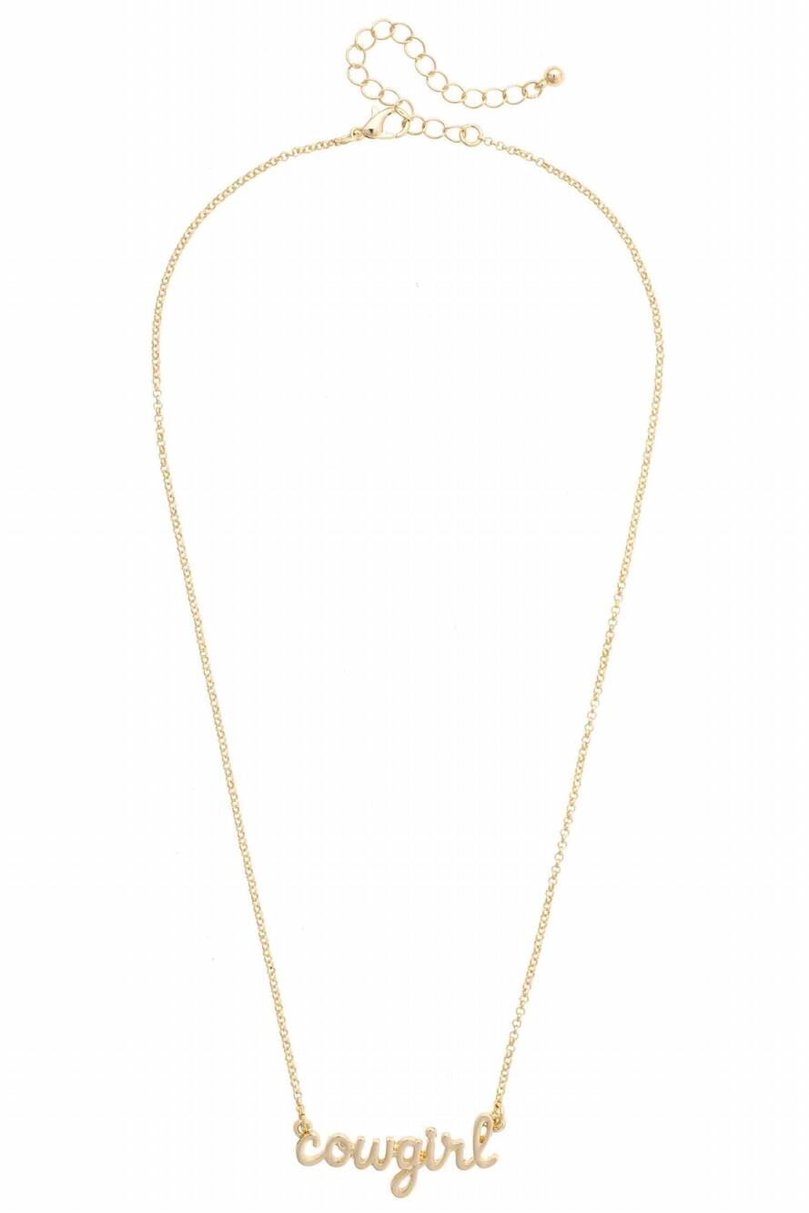 NEW CANVAS STYLE women's cowgirl cursive necklace in gold